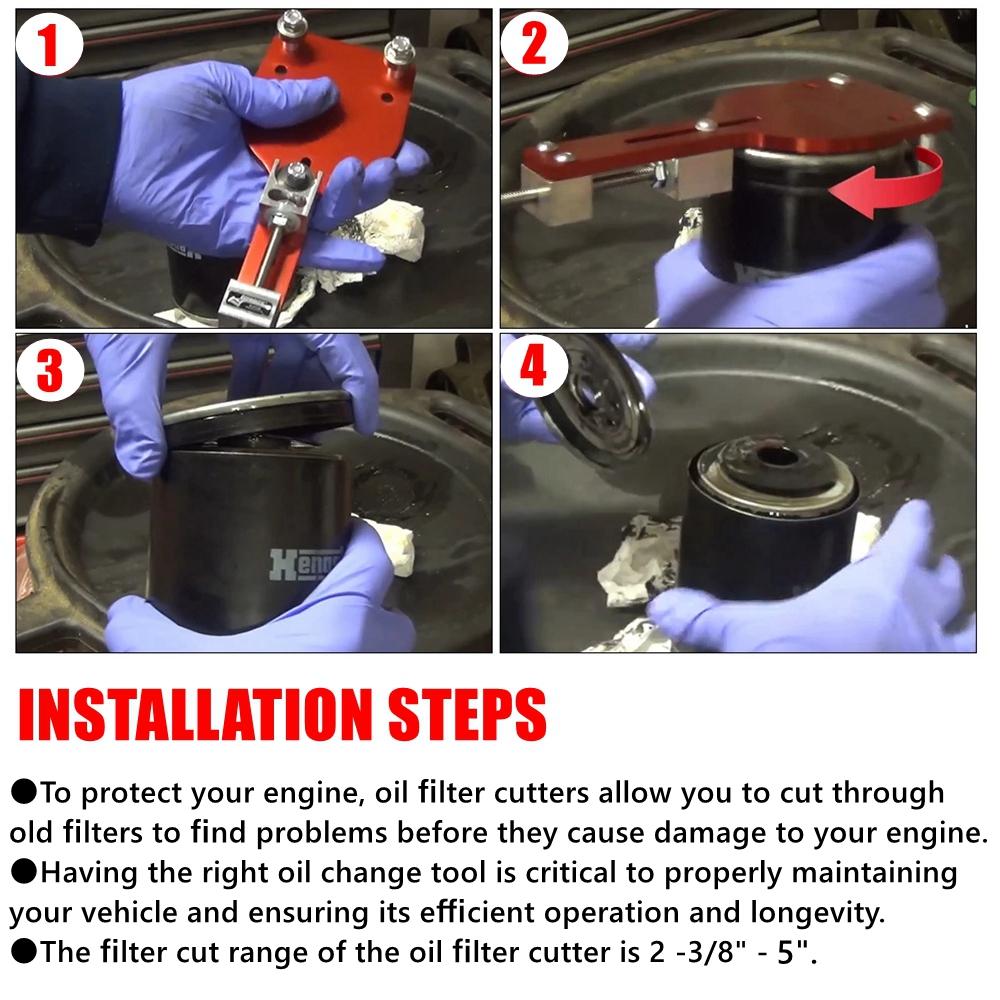 1Pcs 77750 Oil Filter Cutter Tool Filter Cutting Range 2-3/8" - 5" Adjustable Aluminum Auto Cutting Accessories (Red/Black)