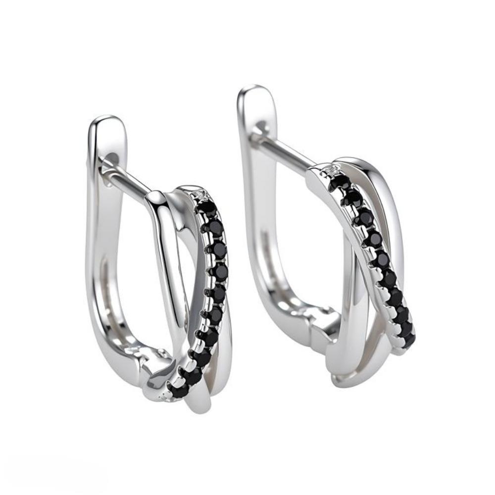 Black Awn Klassische echte Ohrringe, Schmuck, schwarzer Stein, niedliche Creolen für Frauen