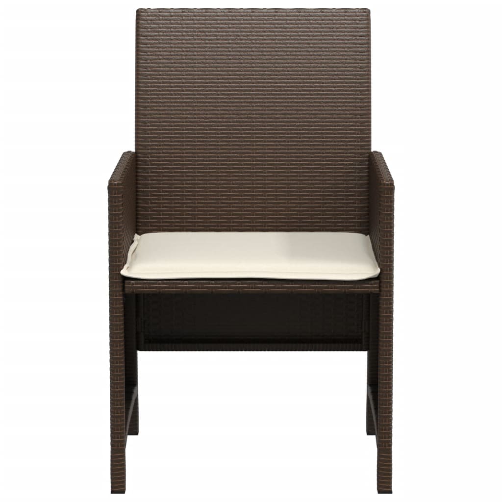 3 Piece Bistro Set with Cushions Brown Poly Rattan