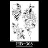 Flower Sketch Tattoo Sticker, Black And White Half Arm Tattoo Sticker, Waterproof And Sweat Proof Tattoo