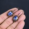 Sodalite Handmade Gemstone Earrings, Copper Electroformed Earrings Antique Jewelry, Earrings For Engagement Gift