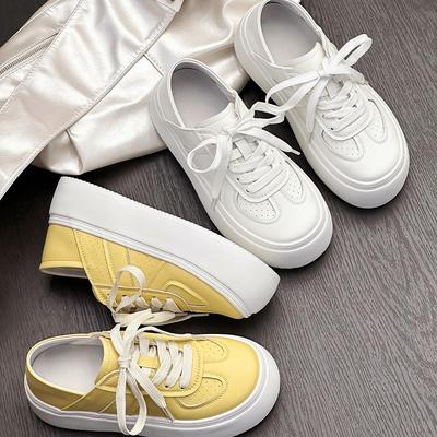 Thick-soled Little White Shoes Women's Spring and Summer Thin Leather Breathable and Comfortable Casual Shoes Two Wear Shallow Mouth