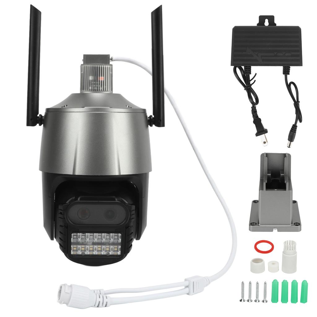 Câmera de Segurança Externa de Lente Dupla HD 360 graus Rotativa à Prova d'água AI Inteligente 2MP Vigilância