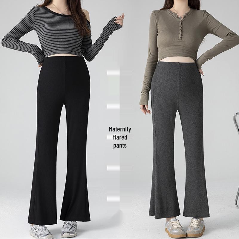 Spring/Summer Trendy Maternity Flared Cropped Pants for Petite Moms, Lightweight and Drapey, No Tummy Support.