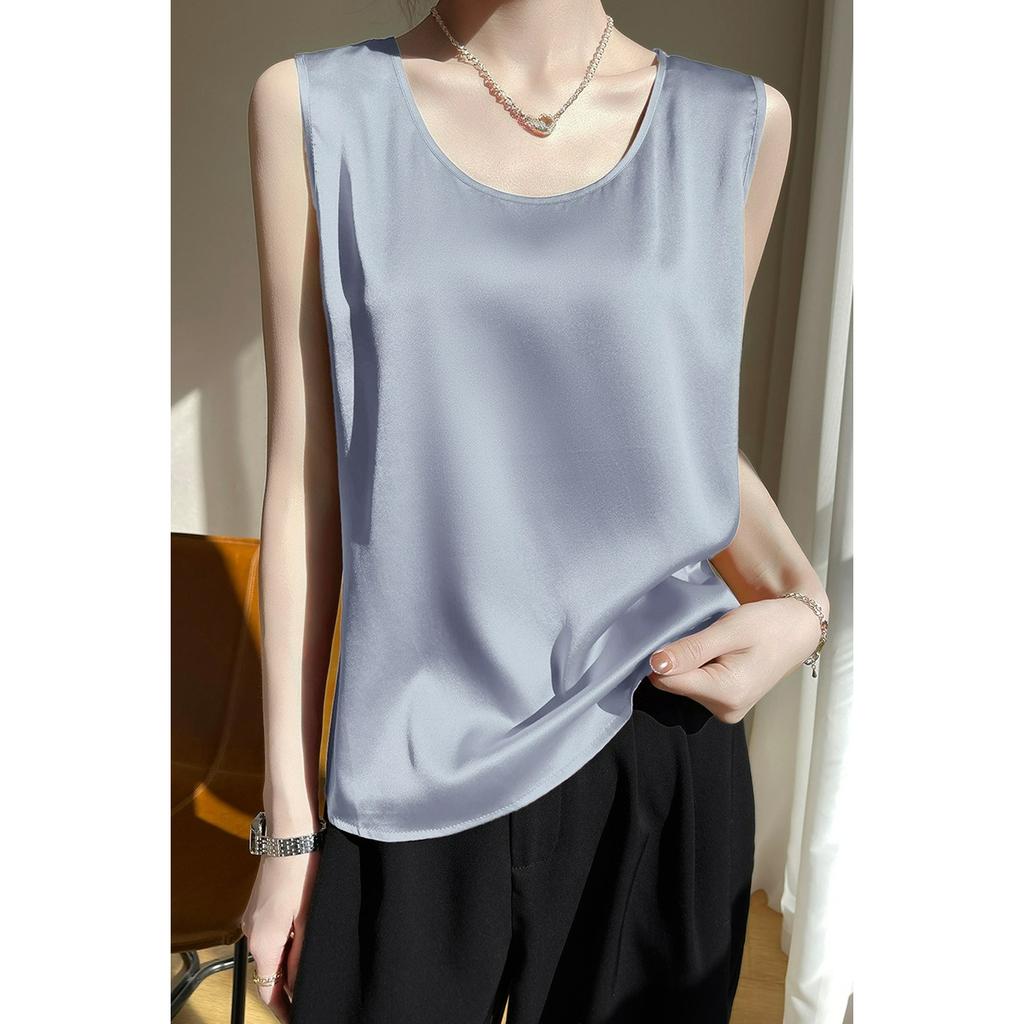 Summer Round Neck Simulation Silk Camisole Women's Small Suit with Loose Inside and Sleeveless Top Thin Bottoming Shirt