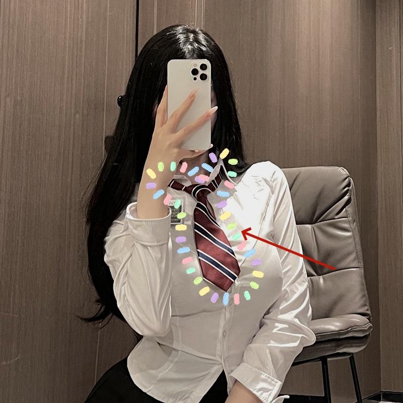 JK Uniform Pure Desire Spice Girl Waist Short Sleeve Women's Japanese College Style Long Sleeve White Shirt Short Skirt Sex Underwear