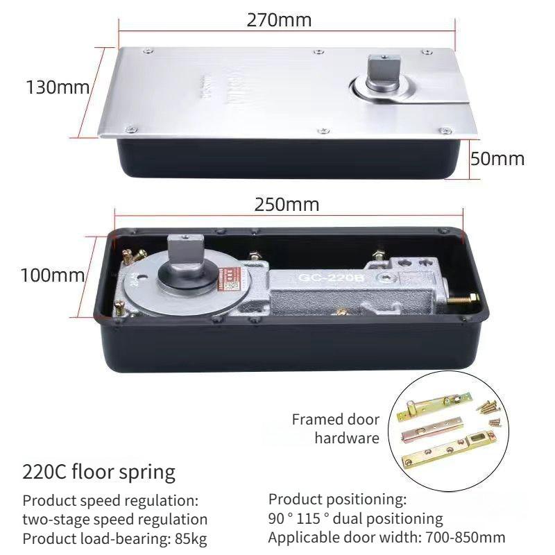 Гидравлический буфер для стеклянной двери, напольная пружина, розничный магазин, бескаркасная дверь/каркасная дверь, универсальный напольный доводчик