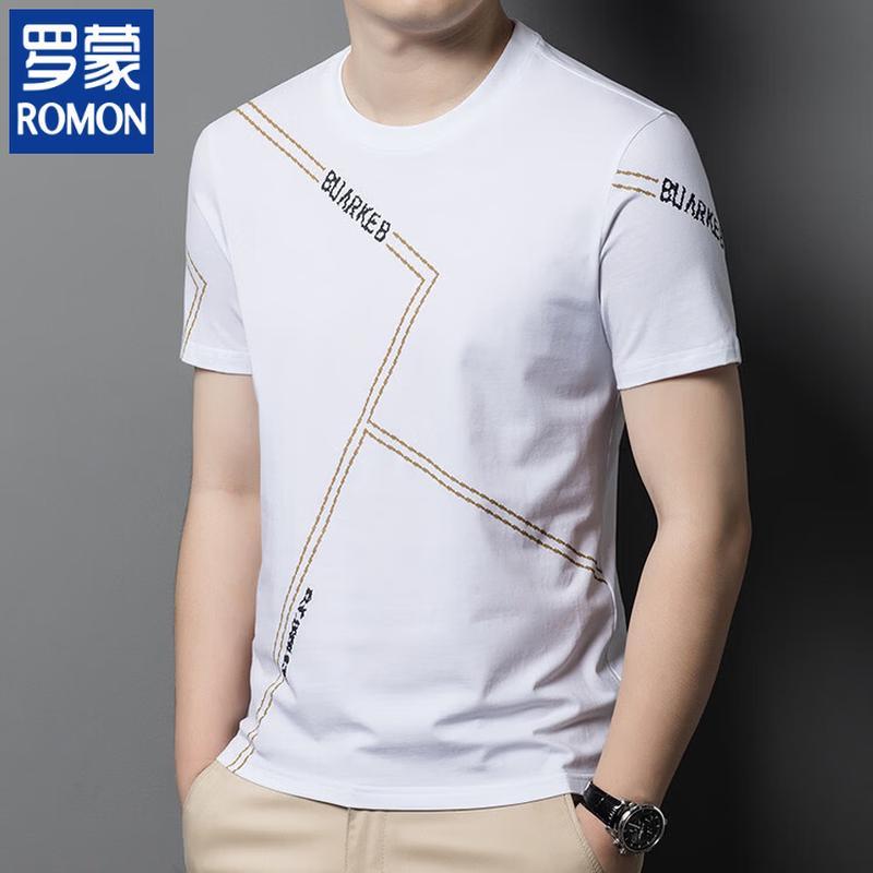 ROMON Men s Cotton Blend Short Sleeve T-Shirt 4XL