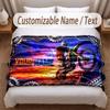 Motorcycle Biker Theme Soft Blanket Personalized Custom Name Text Print Warm Blanket Home Sofa Bedroom Decor