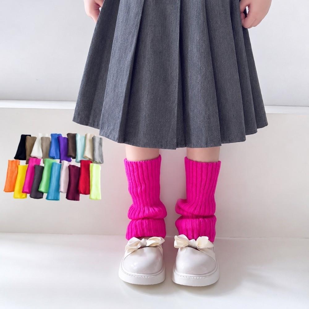 1 Pair Keep Warm Ribbed Leg Warmers Windproof Boot Cuffs Cute Knitted Foot Cover  Kids Girls