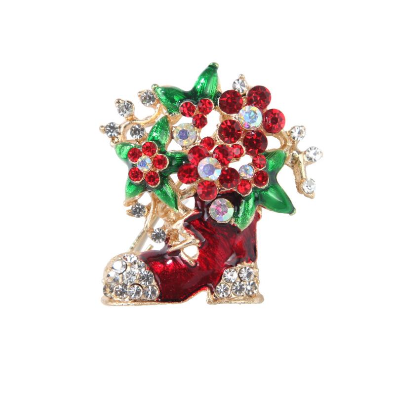 Christmas Enamel Santa Brooches For Women Unisex Rhinestone Pins Party Backpack Gifts Jewelry Accessories