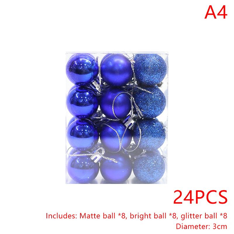 24Pcs 3Cm Christmas Ball Ornaments Xmas Tree Balls Christmas Tree Hanging Pendant Festive Party Supplies Christmas Decor