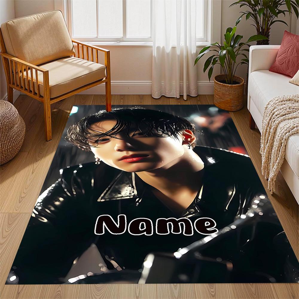 Bold Unique Style Customizable Name Carpet Design for Entryway Kitchen Foyer Decorate room Anti-slip Rug Anime Office Decor Best for Christmas