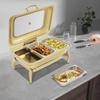3 Fächer Edelstahl Buffetwärmer, Gold Rechteckiges Chafing Dish Buffet-Set Tischplatte 58*42*28cm für Hotels, Cafeterias
