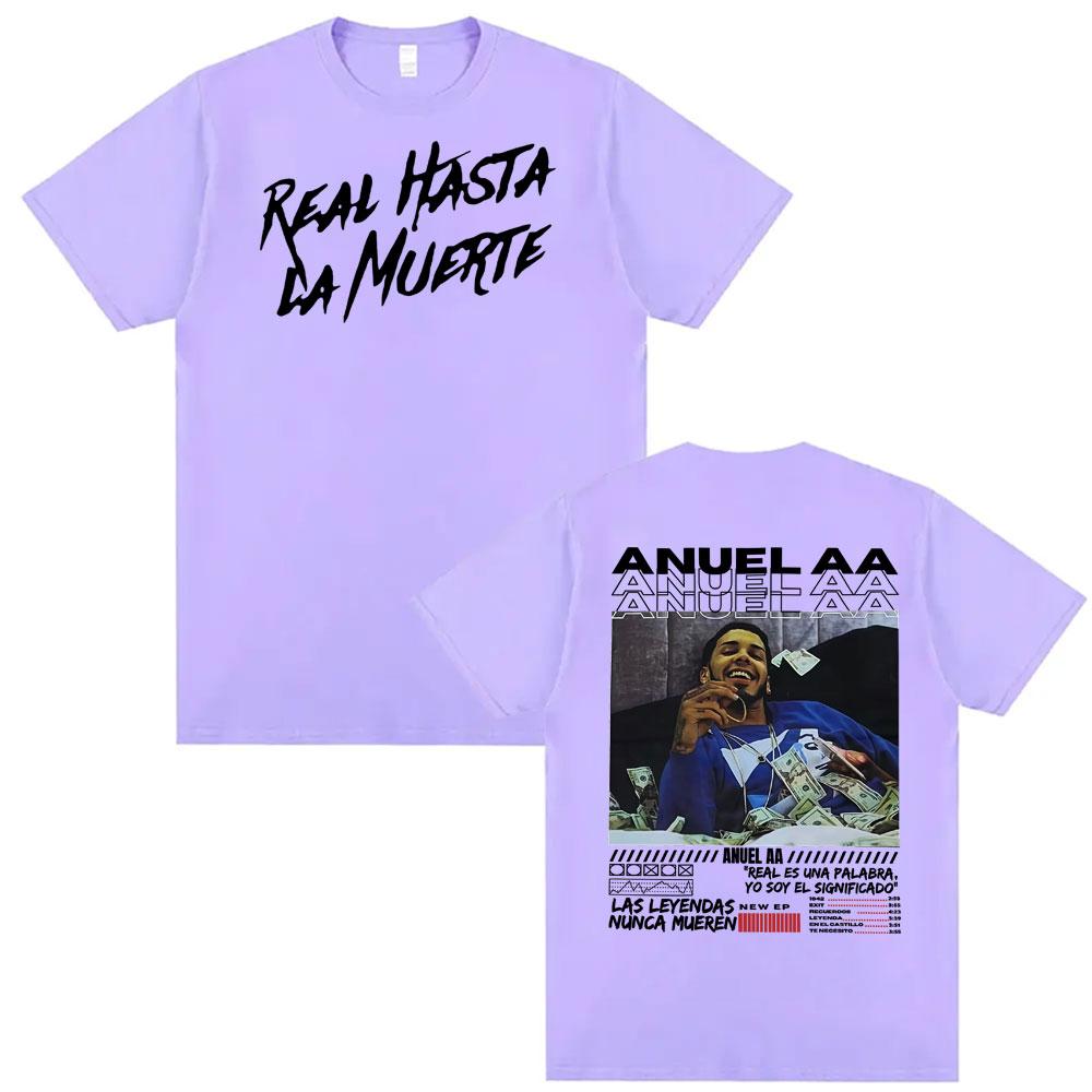 Rapper Anuel AA Real Hasta La Muerte Graphic T Shirt Unisexs Clothing 100 Cotton 90s Vintage Tshirts Unisex Casual Loose Tshirt