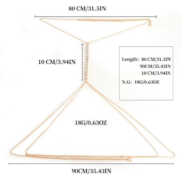 Minimalist Geometric Metal Body Chain With Water Diamond For Fashion Casual Wear