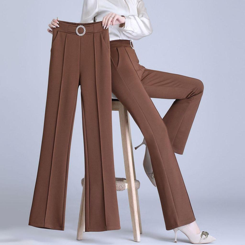 Women's Spring High-Waisted Flared Suit Pants - Slimming, Versatile, and Comfortable Wide-Leg Design