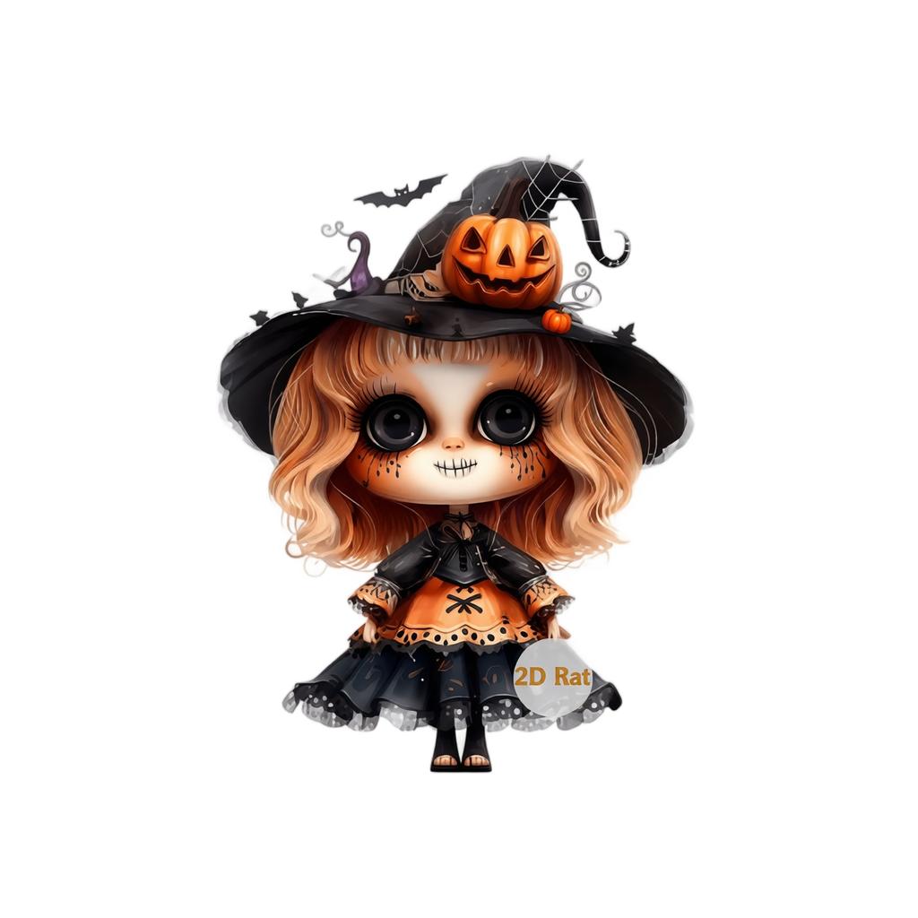 Halloween Acrylic Cute Witch Pendant Flat Ornament for Backpack Purse Keychain