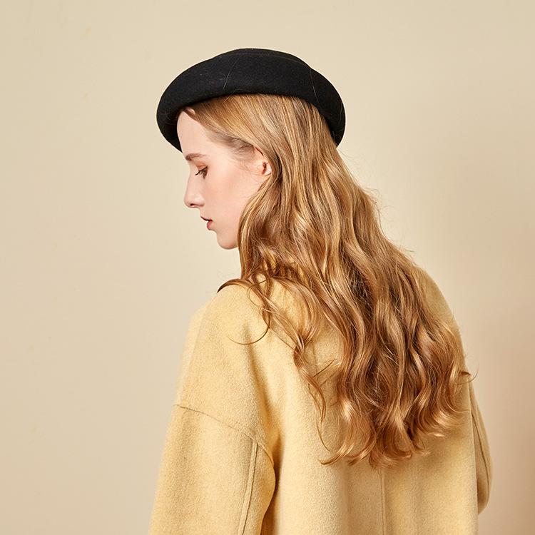 Wool Retro Top Hat British Style Women'S Autumn And Winter Crimped Bud Hat Fashion Flower Stewardess Hat