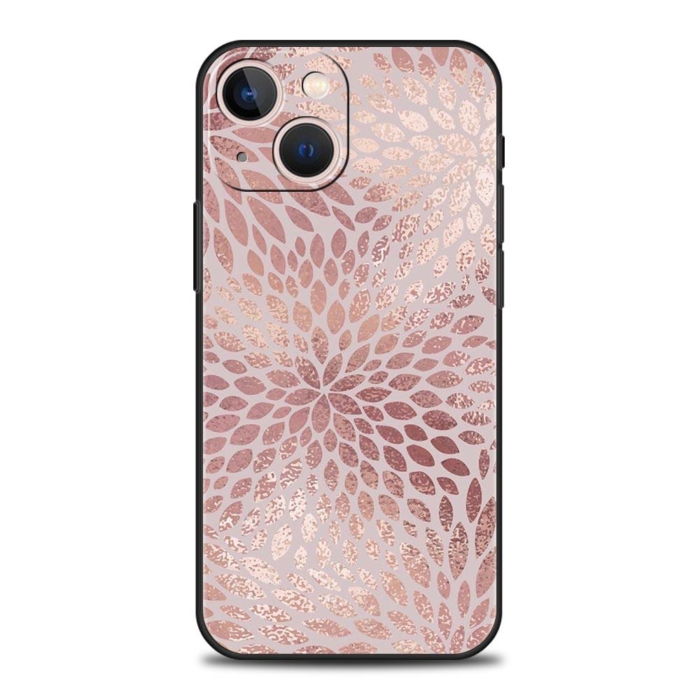 Phone Case For iPhone 16 15 14 13 12 11 Pro Max XS X XR SE 7 8 Plus Shell Beautiful Rose Gold Art iPhone 16e Soft TPU Cover