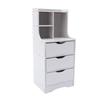 White Tall Nightstand 3-Drawer Bedside Table with Storage Shelf 85cm Height Cabinet