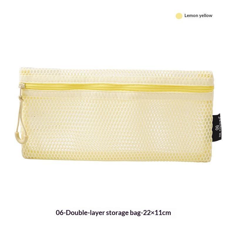 Breathable Mesh Zipper Storage Pouch Visible Large Capacity For Stationery Cosmetics Cables Travel