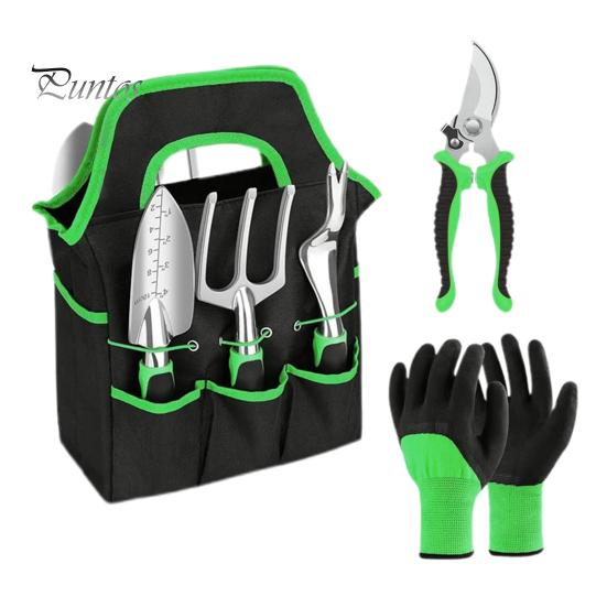 

8 шт. садовых инструментов из нержавеющей стали, ручная лопата, секатор, садовые принадлежности с сумкой для хранения, подарки для любителей садоводства зелёный