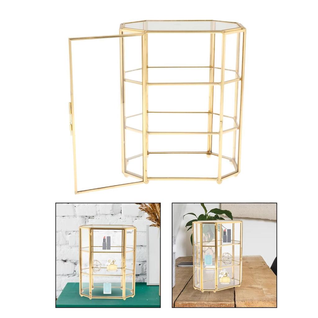 Glass Jewelry Box Organizer 3 Layer Cosmetic Storage Case Display for Rings