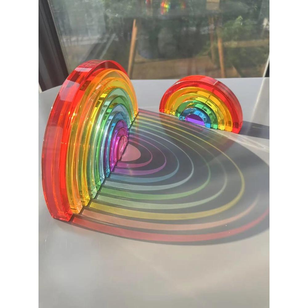 Nový design Montessori hračky prohlédnou duhové Lucite stohovací bloky Akryl Vysoce transparentní pro děti Open Play