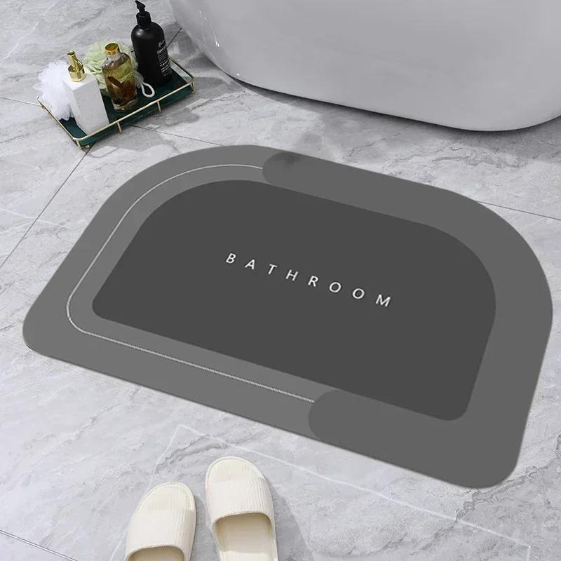 

Super Absorbent Bath Mat Rubber Bathroom Rug Non-slip Entrance Doormat Nappa Skin Floor Mats Toilet Carpet Kitchen Area Rugs S 40X60CM