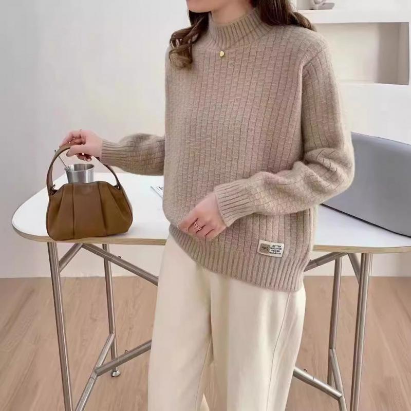 2026 Chic High Neck Faux Mink Velvet Sweater: Soft, Loose Fit for Autumn/Winter