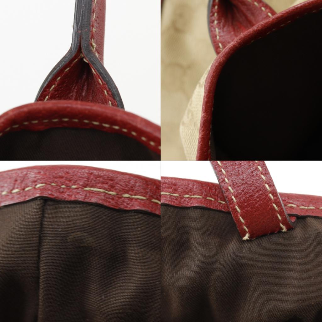 Gucci Pretty Tote Bag 163805 Brown GG Canvas Ribbon Women Used