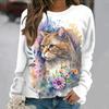Autumn Cute Cat Pattern 3D Printed Hoodies Fashionable Casual Sports Long Sleeved Women's Hoodies