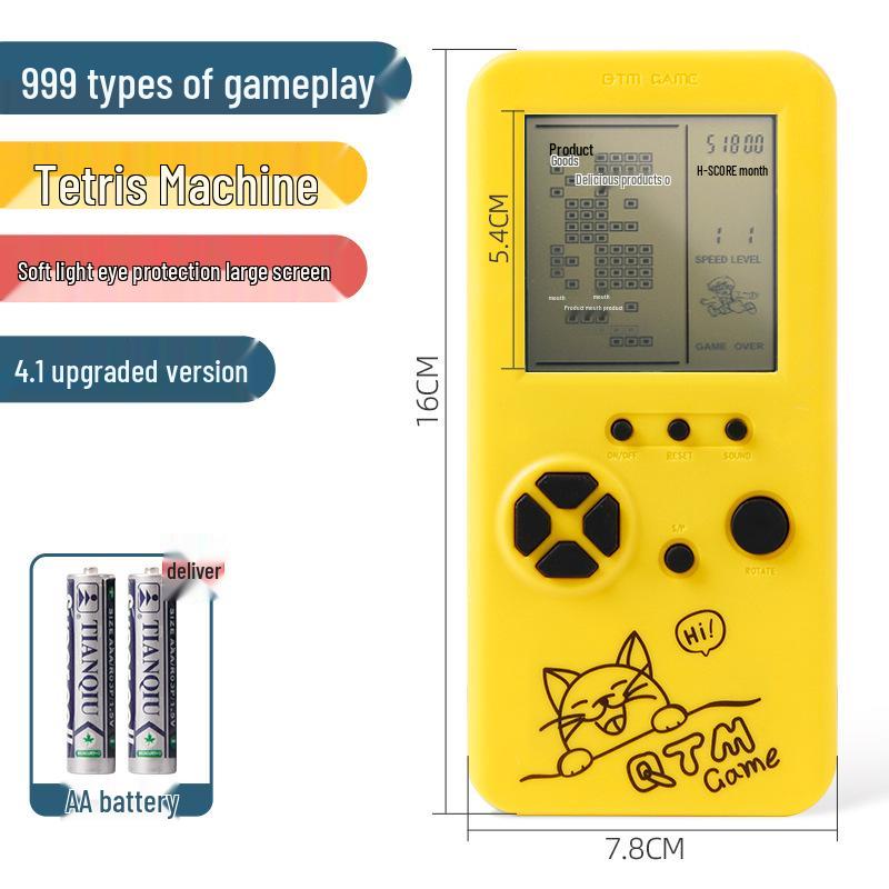 Consolă de joc portabilă Tetris 8090 cu ecran mare, prietenoasă cu ochii: Jucărie Educațională Clasică Nostalgică pentru Copii.