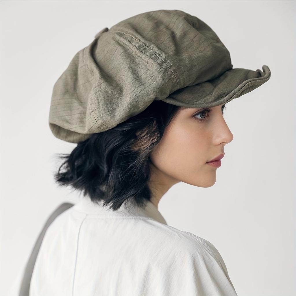 Retro Beret Caps French Style Beret for Women Vintage Painter's Beret Solid Color Hat for Outdoor Fishing Camping 54-60cm