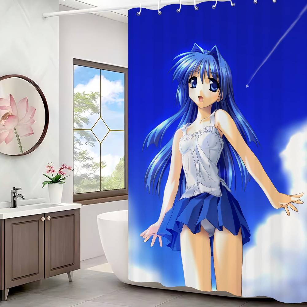 Retro Anime Kanon Girls Bathroom Shower Curtain Shielding Partition Shower Curtain Quick Dry Can Be Scrubable Light Opaque Bath