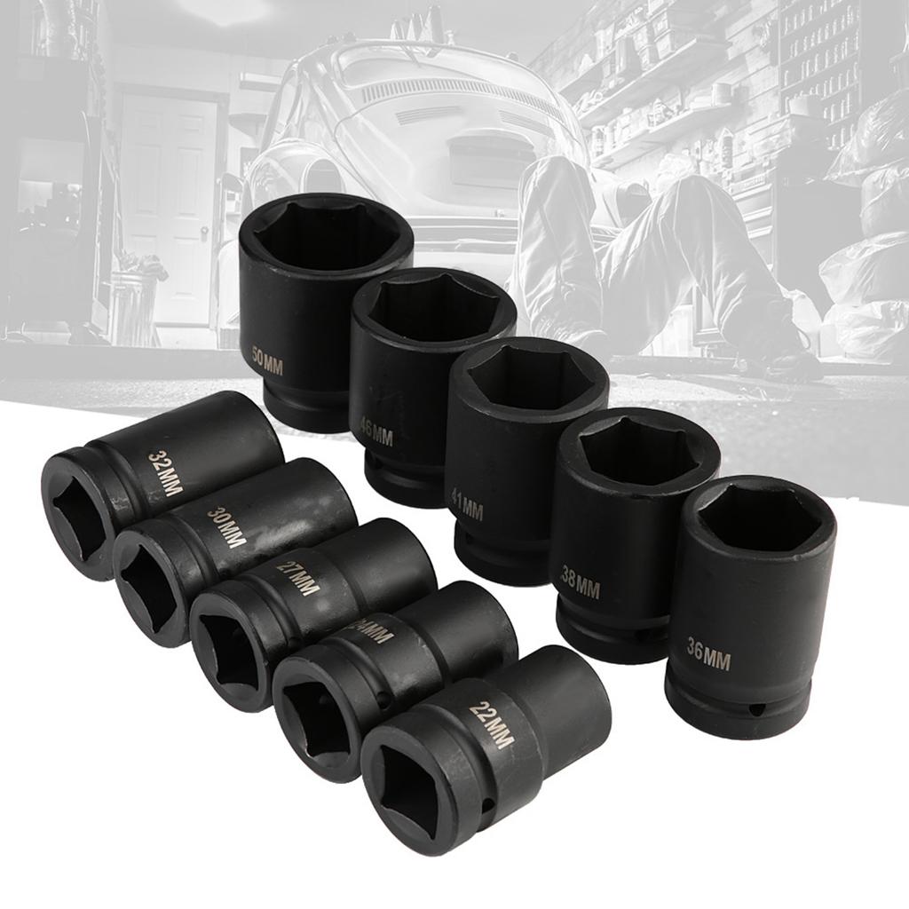 10pcs 1 Inch Drive Metric Deep Impact Socket Set Long Reach Impact Sockets