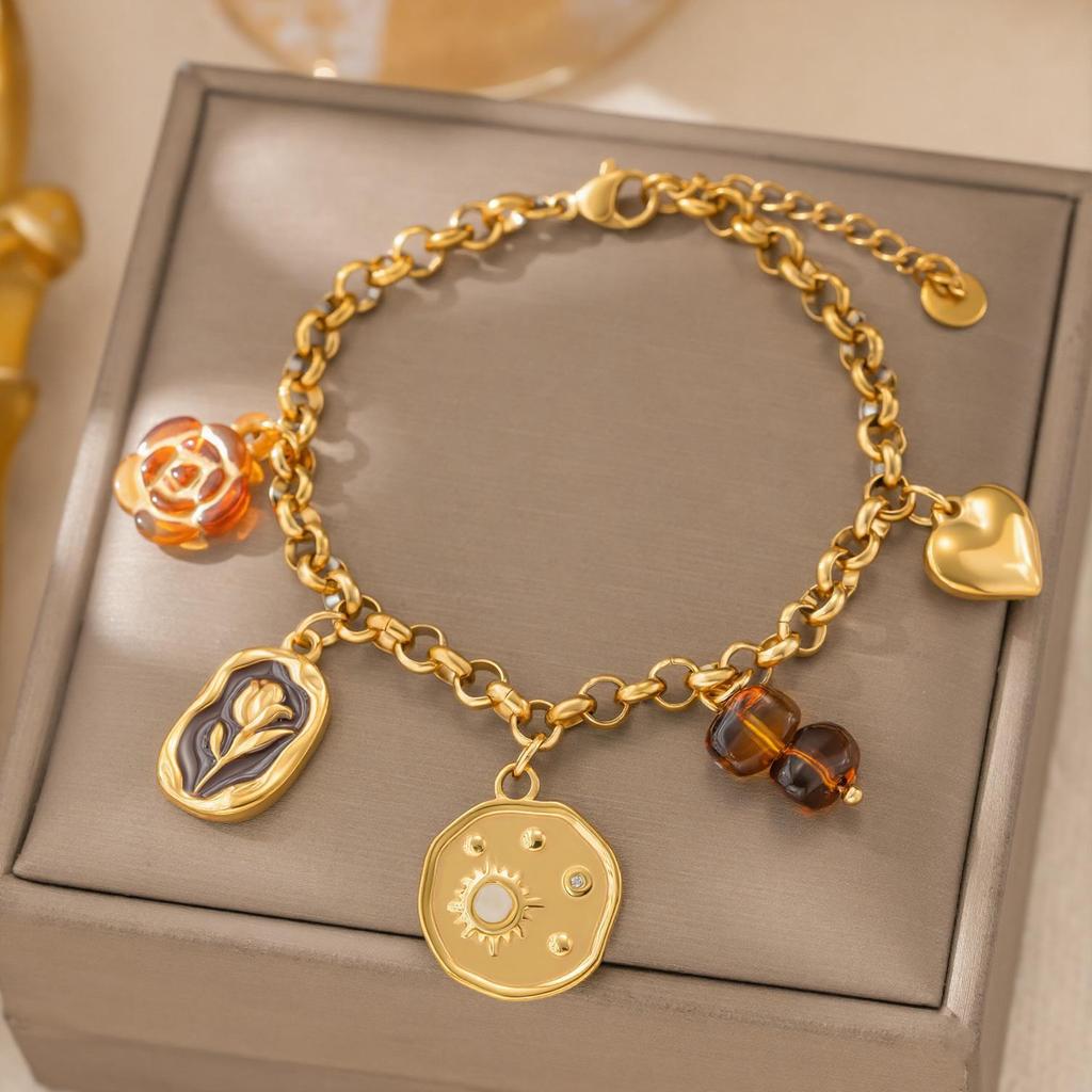 Flower Medal Multi-pendant Women's Waterproof Bracelet