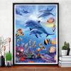 1 Piece 11.8x15.7 Inch 5D DIY Diamond Painting Dolphin Diamond Embroidery Animal Set Mosaic Picture Water Diamond Art Home Decoration