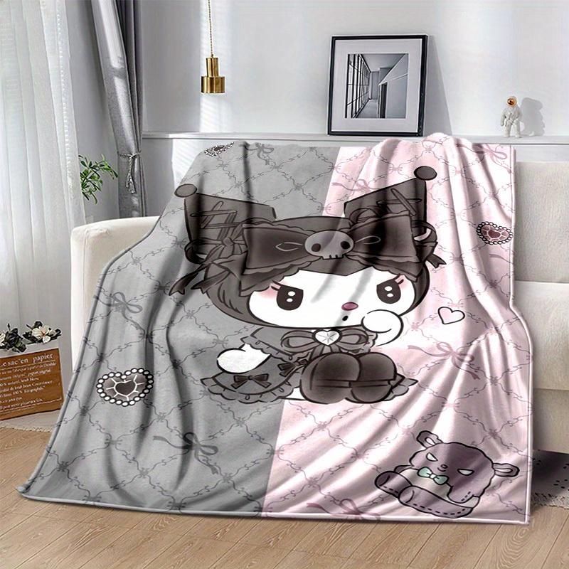 1pc, Sanrio Cute Gothic Bunny Home Decor Blanket: Perfect Gift for Bedroom, Living Room, Travel, Camping, Car, Beach, Office Naps. Cozy Flannel Throw