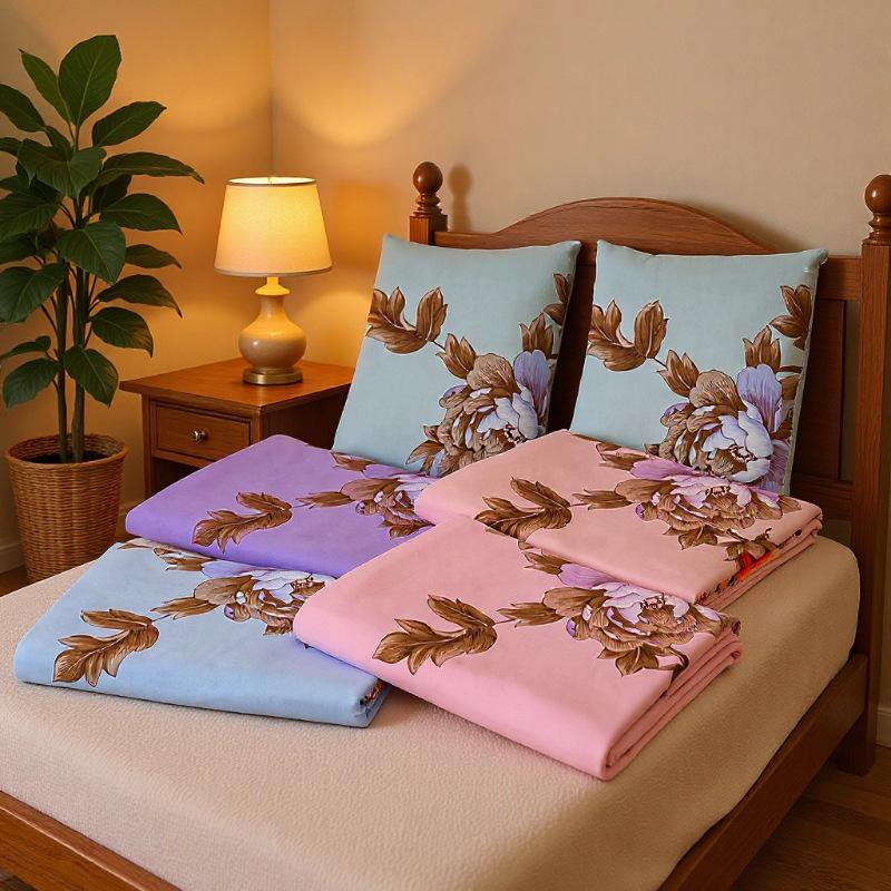 100% Cotton Vintage Bed Sheet Set, Thickened for Single/Double Bed - Classic Old Shanghai Design