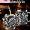 Creative Car Engine Coffee Mugs Unique Resin Stainless Steel Coffee Cup For Car Enthusiasts Tea Water Cup for Home Office Gifts