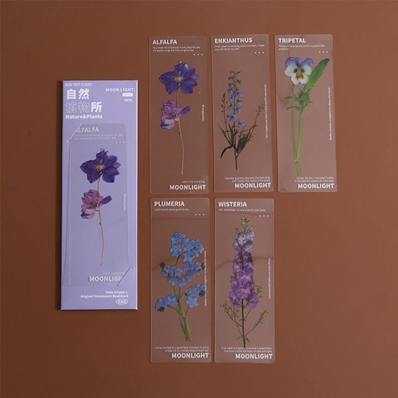 5PCS Flower Style Bookmark PET Reading Book Mark Book Page Marker Stationery Supplies Gift Bookmark SQ06