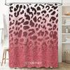 Pink leopard print glittery shower curtain with custom name personalized waterproof fabric bathroom decor S size (60x72 inches)