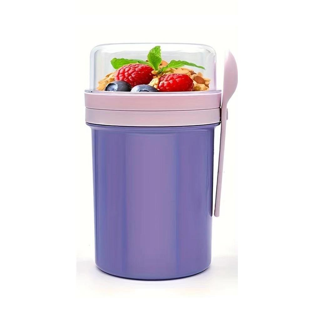 with Spoon Breakfast Cup Double Layer Yogurt Container Portable Oatmeal Cup  Lunch 250/450 ML фиолетовый