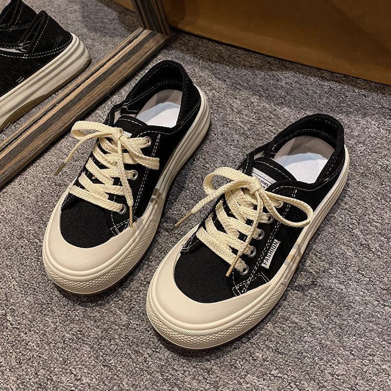 Woman Footwear High On Platform Round Toe Spring Autumn Canvas Shoes for Women Stylish Casual New Arrival 2025 Cheap Aesthetic