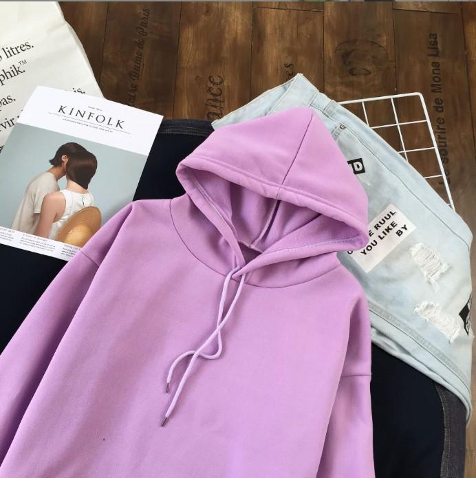 Plus Size Solid Color Korean Style Hooded Sweatshirt - Loose Mid-Length Pocket Jacket for Autumn/Winter