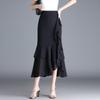 Women's Chiffon Half Length Skirt Fishtail Skirt Summer Medium Long Style Lotus Leaf Edge High Waist Irregular