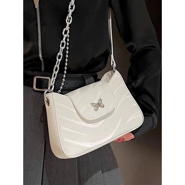 

IELGY Корейская версия сумки Wave Baguette через подмышку, элегантная и модная переносная сумка через плечо белый