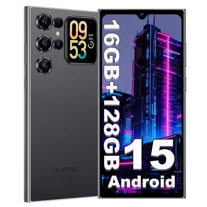 Telephone Portable OUKITEL C62 Android 15 6,88" 16GB+128GB Smartphone Pas Cher 5150mAh Smartphone 13MP Camera Dural SIM 4G/NFC Noir
